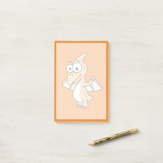 Schattigee afbeelding van een pterodactyl. 2 post-it® notes (Op bureau)