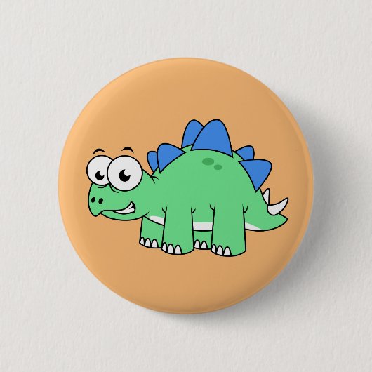 Schattigee afbeelding van een stegosaurus. 2 ronde button 5,7 cm (Voorkant)