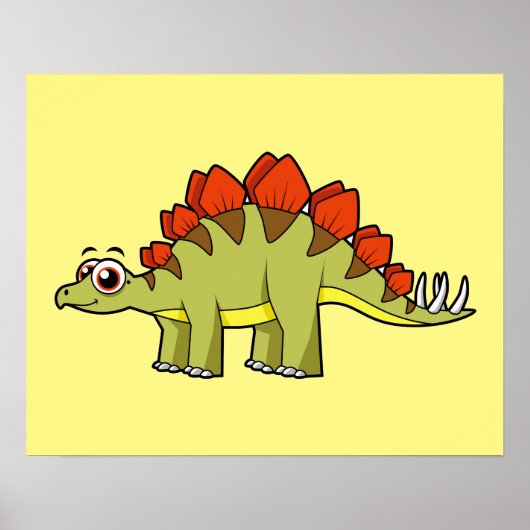 Schattigee afbeelding van een Stegosaurus dinosaur Poster (Voorkant)