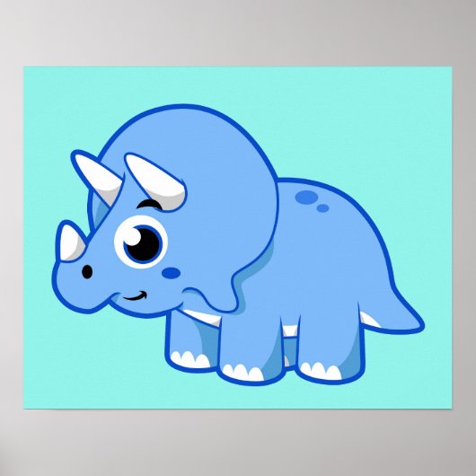 Schattigee afbeelding van een Triceratops dinosaur Poster (Voorkant)