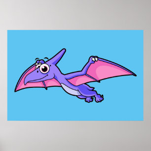 Schattigee afbeelding van een vliegende pterodacty poster