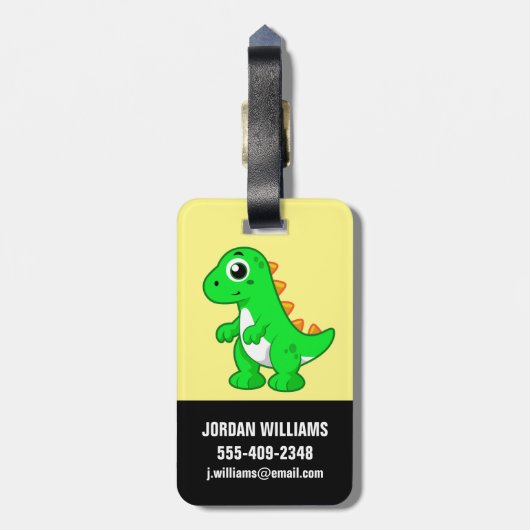 Schattigee afbeelding van Tyrannosaurus rex. Bagagelabel (Achterkant verticaal)