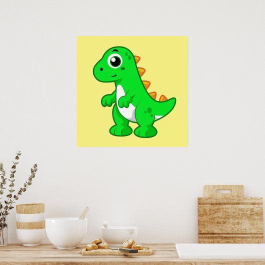 Schattigee afbeelding van Tyrannosaurus rex. Poster (Keuken)