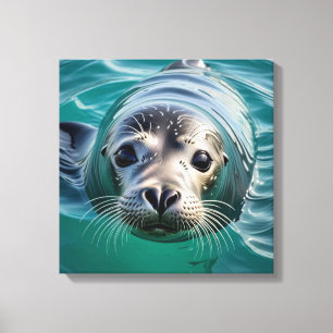 Schattigee afdichting plakken hoofd uit water canvas afdruk
