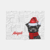 Schattigee Affenpinscher Hond met Naam Kerstvakant Fleece Deken (Voorkant (Horizontaal))