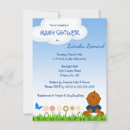 Schattigee Afro-Amerikaanse Baby Boy Shower Uitnod Save The Date