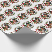 Schattigee Afro-Amerikaanse jongen en puppy kerst Cadeaupapier (Hoek)