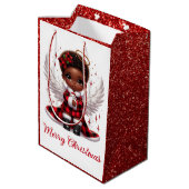 Schattigee Afro Angel Klein Meisje Rood & Zwart Ke Medium Cadeauzakje (Achterkant Gekanteld)