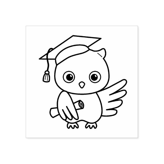 Schattigee Afstuderen uil in een Pet met een rol Rubberstempel (Afrduk)