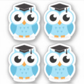 Schattigee afstuderen uilen met zwarte petten/pett sticker (Voorkant)