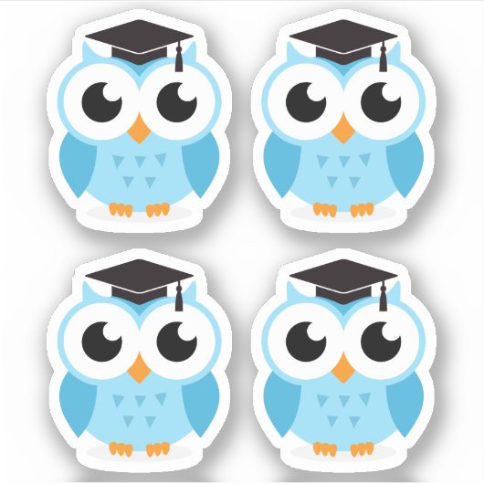 Schattigee afstuderen uilen met zwarte petten/pett sticker (Voorkant)