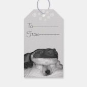 Schattigee akita in santa hoed slapende kersthond cadeaulabel (Achterkant)