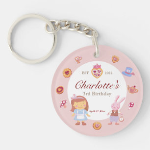 Schattigee Alice 'Tea Party Roze Verjaardagsfoto Sleutelhanger