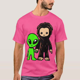 Schattigee Alien Bigfoot Vrienden T-shirt