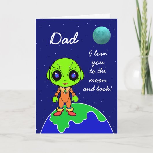 Schattigee Alien Fathers Day Kaart door Jo Afbeeld (Voorkant)