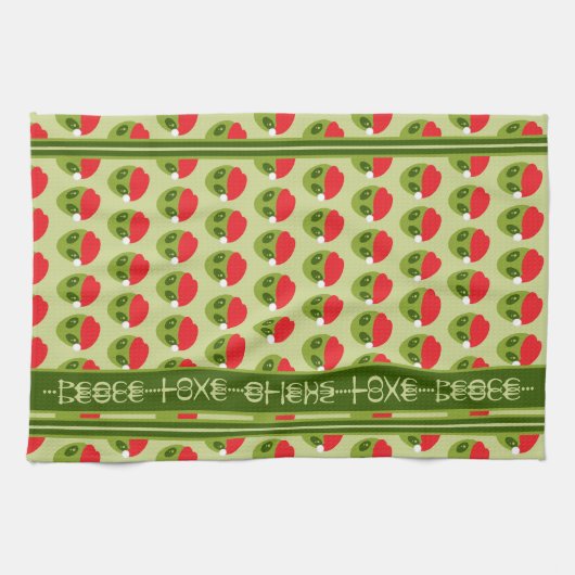 Schattigee Alien in Santa Hat Motif Jouw tekst in  Theedoek (Horizontaal)