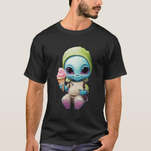 Schattigee alien met zacht ijs intergalactische de t-shirt