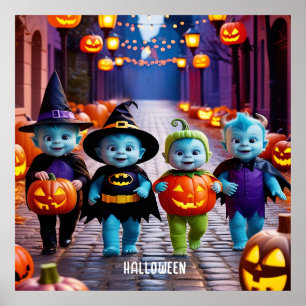 Schattigee Aliens Trick of Behandelaars Halloween Poster