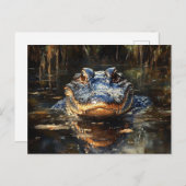 Schattigee alligator in het schilderij Florida Eve Briefkaart (Voorkant / Achterkant)