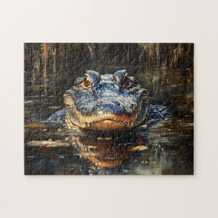 Schattigee alligator in het schilderij Florida Eve Legpuzzel