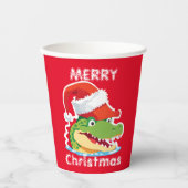 Schattigee alligator krokodil Kerstmis Safari Sant Papieren Bekers (Voorkant)