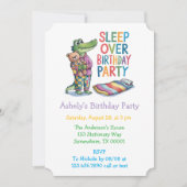 Schattigee Alligator Slaap Over Verjaardagsfeest Kaart (Voorkant)