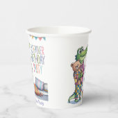 Schattigee Alligator Slaap Over Verjaardagsfeest Papieren Bekers (Links)