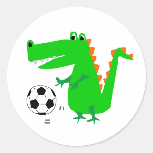Schattigee Alligator Spelen Voetbal Sticker Cartoo (Voorkant)