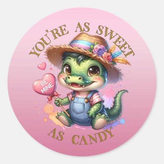 Schattigee alligator Valentijnse Stickers (Voorkant)