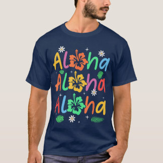 Schattigee Aloha Hawaiian Zomervakantie Hibiscus V T-shirt