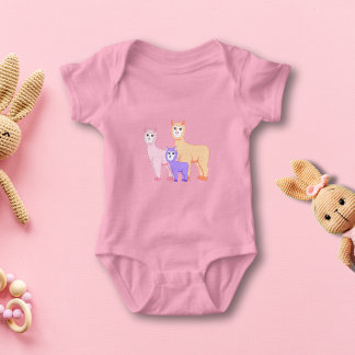 Schattigee alpaca familie - pluizige pastelkleurig romper
