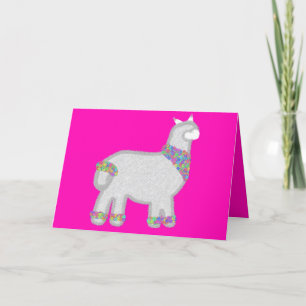 Schattigee Alpaca met bloemenverjaardagskaart Feestdagen Kaart