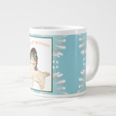 Schattigee alpaca met feestelijk pet extra grote beker (Voorkant rechts)