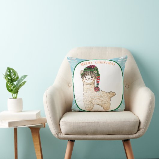 Schattigee alpaca met feestelijk pet kussen (Stoel)