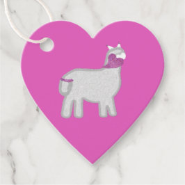 Schattigee Alpaca met glitter hart Bedankjes Labels