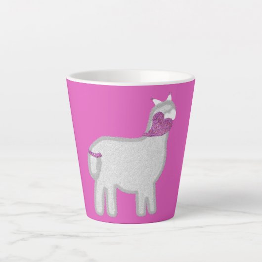 Schattigee Alpaca met glitter hart Latte Mok (Voorkant)