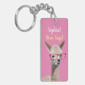 Schattigee Alpaca Red Glasses DIY, Naam Bericht, R Sleutelhanger (Voorkant Links)