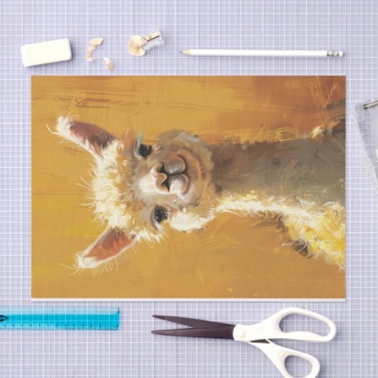 Schattigee Alpaca schilderij Decoupage Tissuepapier (Craft)