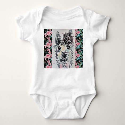 Schattigee Alpacca Llama Waterverf Baby Suit Romper (Voorkant)