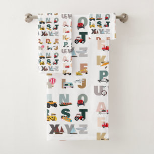 Schattigee Alphabet ABC Trucks, Transportvoertuige Bad Handdoek