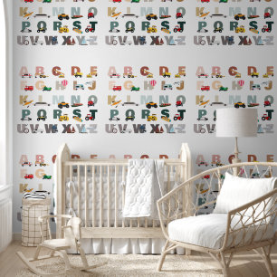 Schattigee Alphabet ABC Trucks, Transportvoertuige Behang