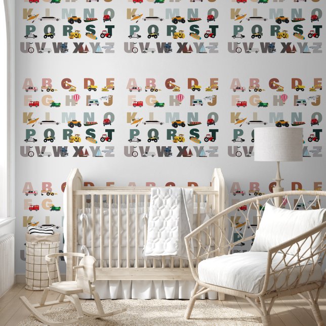 Schattigee Alphabet ABC Trucks, Transportvoertuige Behang (Kinderen)