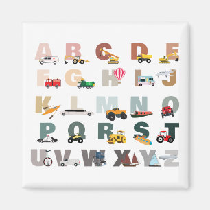Schattigee Alphabet ABC Trucks, Transportvoertuige Magneet