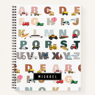 Schattigee Alphabet ABC Trucks, Transportvoertuige Notitieboek