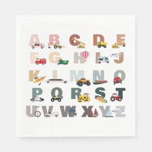 Schattigee Alphabet ABC Trucks, Transportvoertuige Servet
