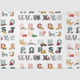 Schattigee Alphabet ABC Trucks, Transportvoertuige Tissuepapier