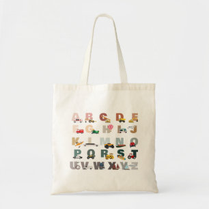 Schattigee Alphabet ABC Trucks, Transportvoertuige Tote Bag