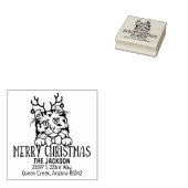 Schattigee Amerikaanse Curl Cat Retour Adres Kerst Rubberstempel (Gestempeld)