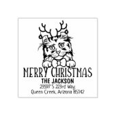 Schattigee Amerikaanse Curl Cat Retour Adres Kerst Rubberstempel (Afrduk)