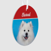 Schattigee Amerikaanse Eskimo Dog Vakantie Kerstfo Ornament (voorkant)